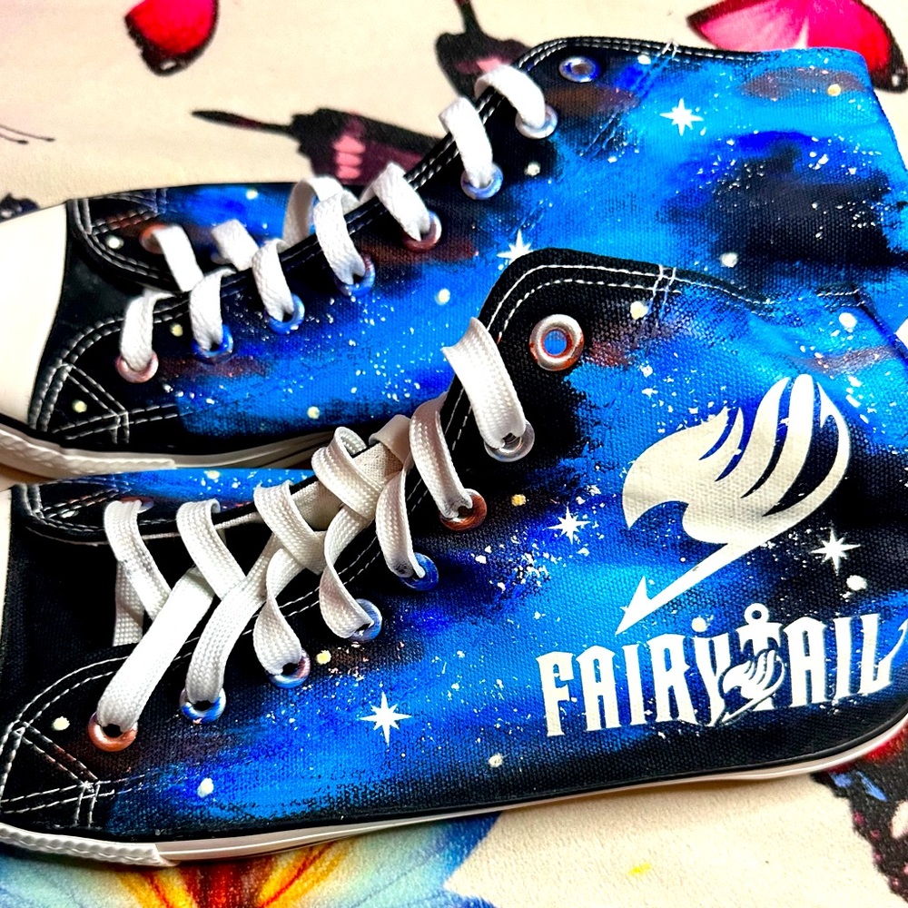 Blue white and black